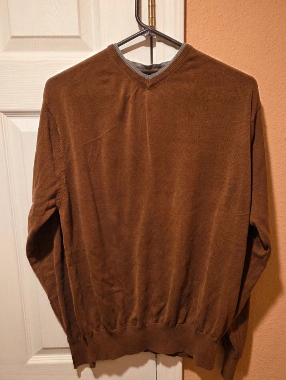 Men's Brown V-Neck Sweater